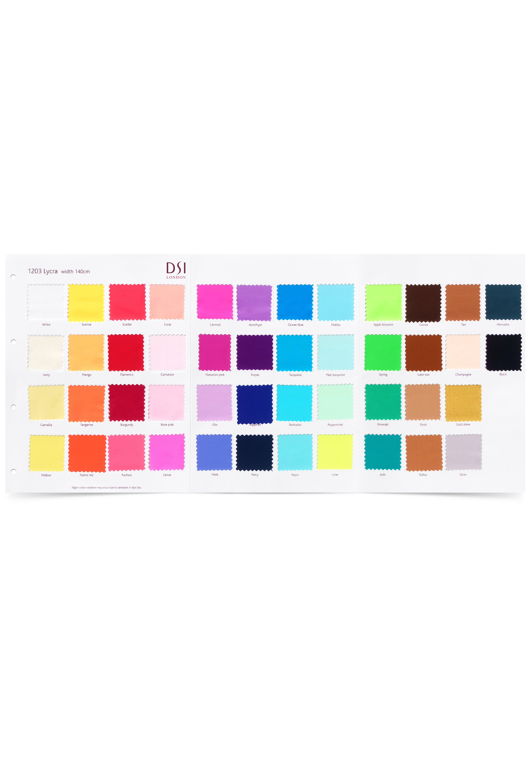 DSI SA/1203 Lycra Swatch Card